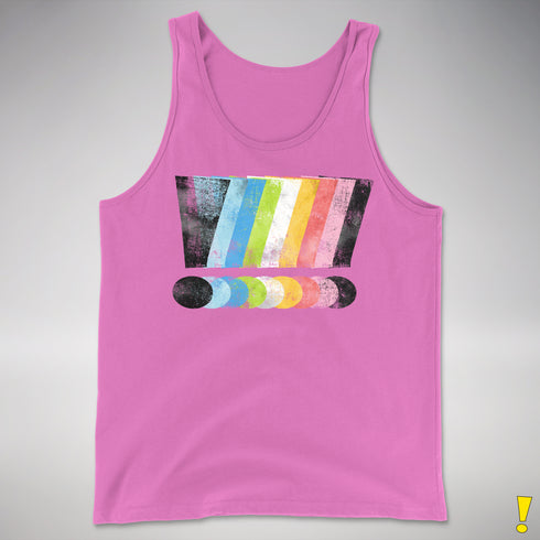 Queer Pride Grunge Exclamation Points Premium Tank Top - Neon Pink